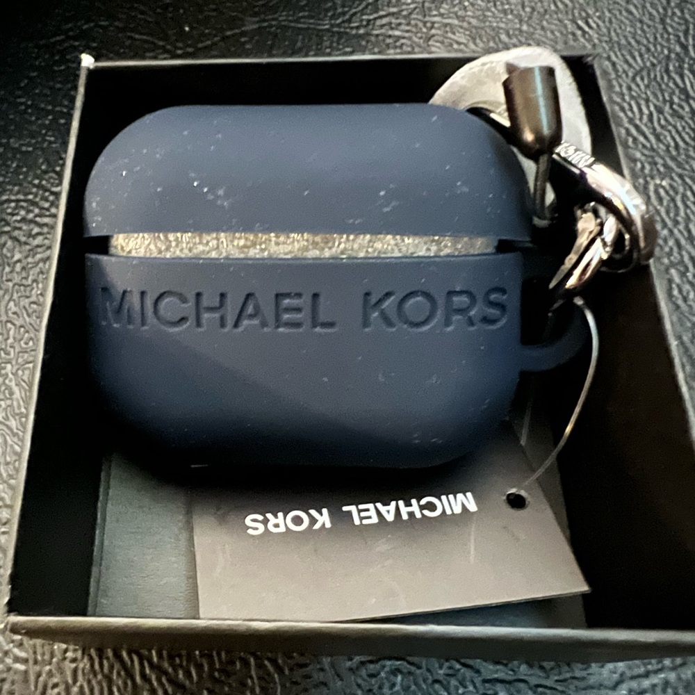New Michael Kors Navy Blue AirPods Case with Box
